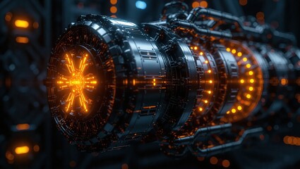 Futuristic Engine Core with Glowing Energy and Intricate Details.