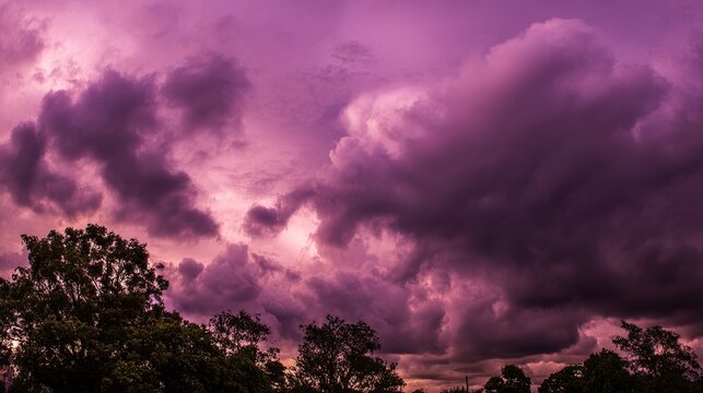 midgard. Dark purple storm clouds gathering before rainfall, dramatic sky formation, natural weather phenomenon. travel magazines, destination branding, designed for travel destination branding.