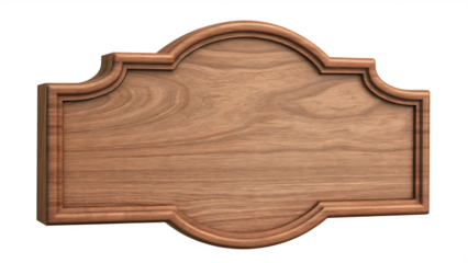 a detailed image of an ornate blank wooden sign isolated on white background png, ai generated