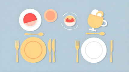 Formal Dining Place Settings with Dessert Overhead