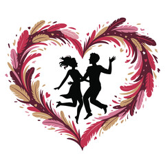 Romantic Feather Heart Silhouette for Love, Dance, and Celebration Themes