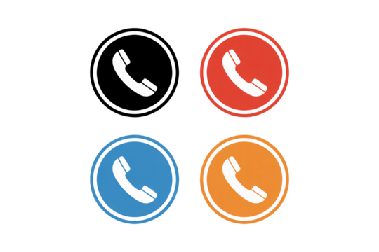 Four colored phone icons for quick contact and communication