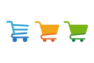 Three colorful shopping carts ready for commerce