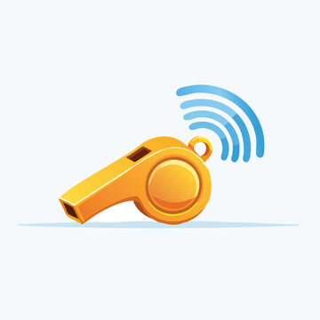 Golden Whistle Sound Waves Illustration for Sports and Games.