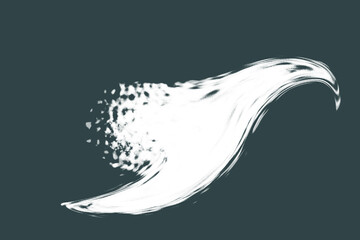 Abstract Swirl Design with Dispersing Particles on Dark Teal Background