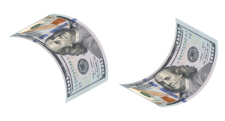 One Hundred Dollar Bills Floating Currency Denomination Photo