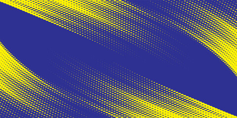 Abstract speed line style blue halftone banner design template. kuning and blue halftone dot pattern with grunge texture. Sporty style white and black dot pop art comic, Modern.