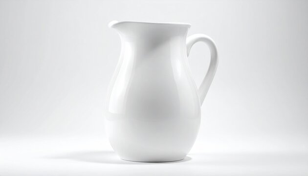 White Ceramic Milk Jug on white background