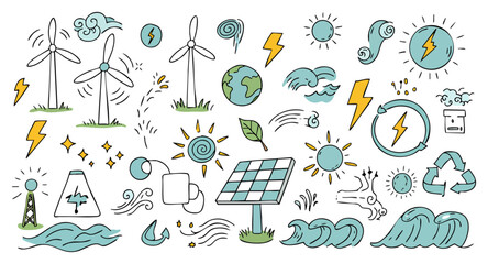 Renewable Green Energy & Environmental Sustainability Icons