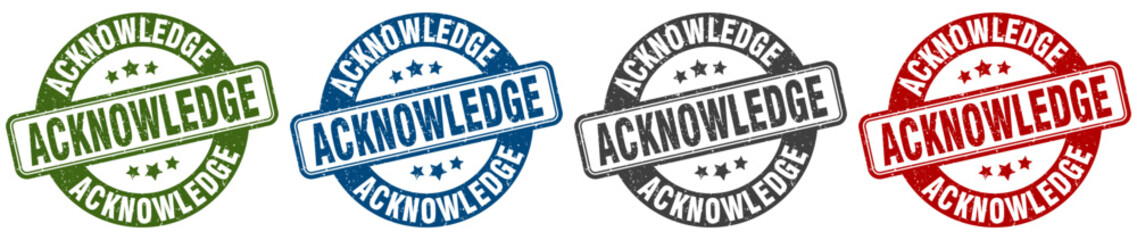 acknowledge stamp. acknowledge round stamp set isolated on white background