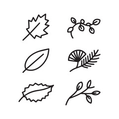  Minimalist Black and White Leaf Icon Set Vector Design.