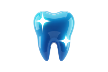 Shiny blue tooth sparkles with health and cleanliness