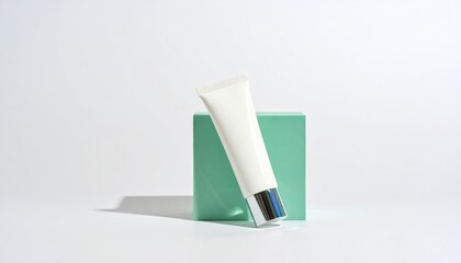 White Gel Tube on Mint Green Block