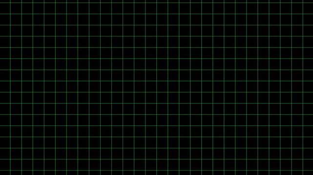 Futuristic green grid line motion background, vertical moving digital wireframe matrix animation, glowing tech loop