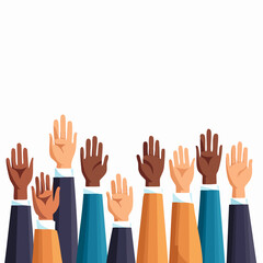 Fototapeta premium Diverse hands raised in unity and support for community.