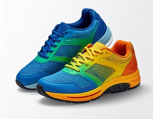 colorful cool running sneakers mockup, png file of isolated cutout object with shadow