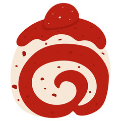 Strawberry Roll Cake Illustration