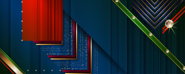 Abstract gold background luxury dark blue and golden line template premium vector