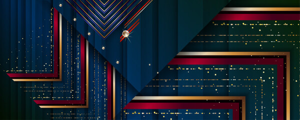 Abstract gold background luxury dark blue and golden line template premium vector