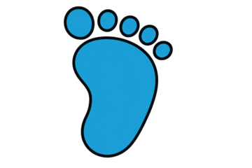 Bold blue footprint symbol for health and wellness journeys