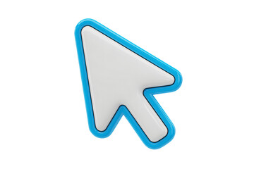 Modern white cursor icon with bright blue outline for digital selection