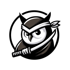Ninja Owl Warrior Mascot with Katana