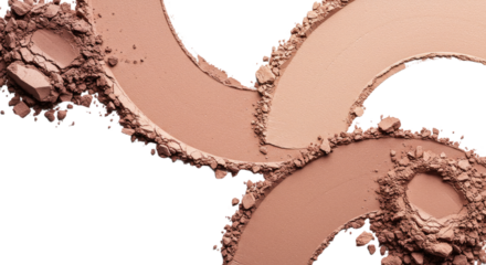 Neutral beige and brown powder makeup swatches with crushed texture, ideal for beauty, cosmetics, and skincare themes