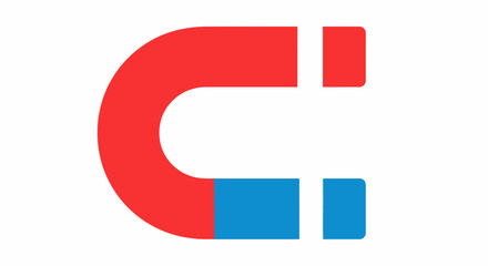 Vibrant U-Shaped Magnet Illustration: Abstract depiction of attractive force and magnetism