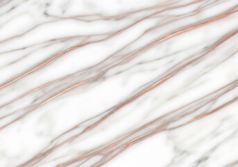 Closeup of white marble with rose gold veins, abstract background texture