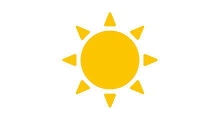 A Simple Yellow Sun Illustration with Triangular Rays on Plain White Background