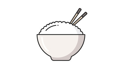 Illustration of a steamy bowl of rice with chopsticks for an appetizing presentation