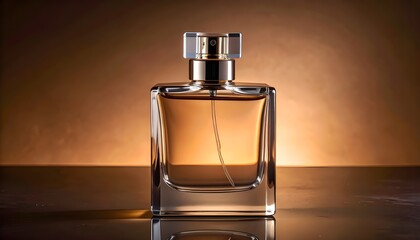 clear glass of bottle of perfume for mock up with square shape variation. For product branding and mock up.