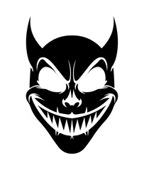 Evil Smiling Mask&ndash; Dark Horror Face Illustration