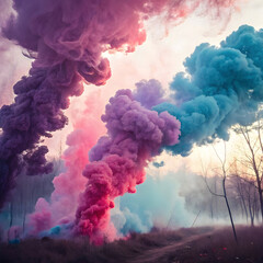 dreamy and colorful smoke clouds