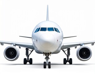 White Commercial Transport Aircraft on white background