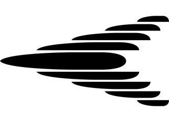 Black vector arrow on a white background. Pointer, navigation. Design element. Vector striped pattern of thick lines