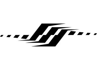 Sporty black Vector pattern on white background. Striped Design element for car body, boat, sportswear, toy. Vector background. Stripe. Racing. Sharp lines