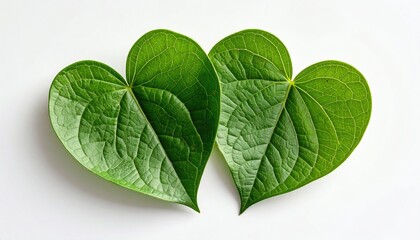 Heart-Shaped Green Leaves Symbolizing Love and Nature's Beauty