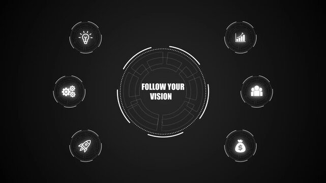 Follow Your Vision, Hologram Futuristic Interface Concept. Futuristic holographic advanced HUD circle platform Business, Technology concept. Business, technology, internet and network concept.