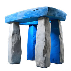 3D Stylized Blue Megalith Dolmen Stone Structure Game Asset Isolated on Transparent Background PNG