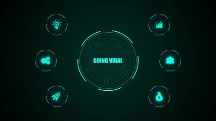Going Viral, Hologram Futuristic Interface, Futuristic holographic advanced HUD circle platform Business, Technology concept. Business, technology, internet and network concept.  - Powered by Adobe