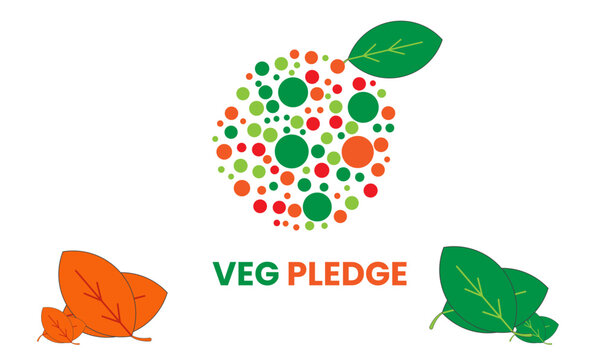 Veg Pledge Poster Banner and Background Abstract Design Template with Fresh Vegetables and Green Leaf Illustration for Healthy Eating Awareness for mobile responsive