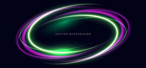 Glowing green and pink ring overlapping on dark background.
