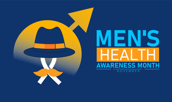 November Mens Health Awareness Month Poster Banner and Background Abstract Design Template with Mustache Ribbon and Male Silhouette Illustration for Prostate Cancer Prevention and Health Support Campa - Powered by Adobe