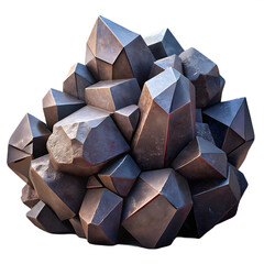 3D Stylized Dark Metallic Crystal Formation Game Asset Isolated on Transparent Background PNG