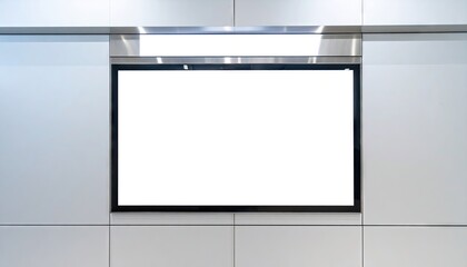 Blank Rectangular Digital Display on White Wall