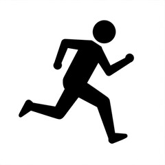 Illustration of a black silhouette of a person running on a white background