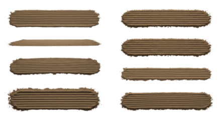 Set of brown paint brush strokes on white background, creative design elements for modern art and decoration