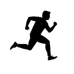Fototapeta premium Silhouette of a man running with arm raised on a white background