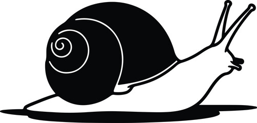 Vector simple snail silhouette crawling slowly illustration